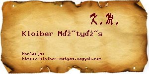 Kloiber Mátyás névjegykártya