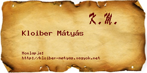 Kloiber Mátyás névjegykártya